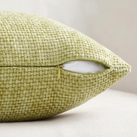Unyqoos® Set van 4 decoratieve kussenslopen in geel en oranje met geweven design