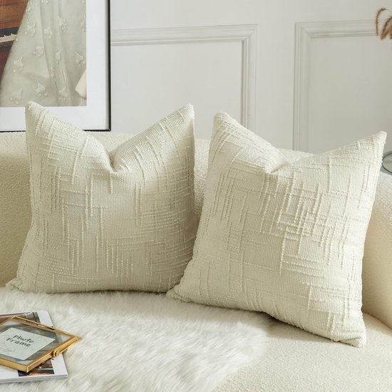 Unyqoos® Set van twee luxe chenille kussenhoezen met elegant design voor huisdecoratie