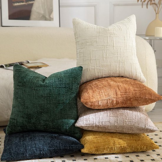 Unyqoos® Set van twee luxe chenille kussenhoezen met elegant design voor huisdecoratie