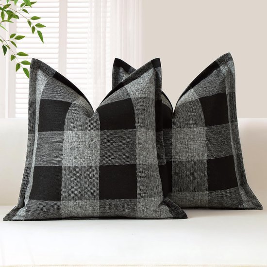 550x550-41480.jpg Unyqoos® Set van 2 stijlvolle geruite kussenslopen voor diverse interieurstijlen, 40 x 40 cm, decoratief en comfortabel