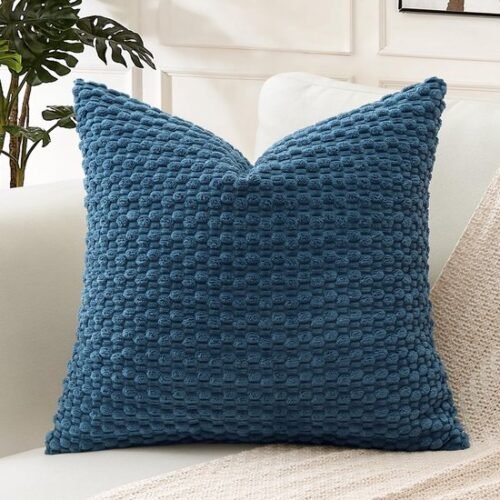 Unyqoos® Decoratieve blauwe kussensloop van zacht corduroy voor woonkamer en kantoor