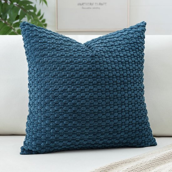 Unyqoos® Decoratieve blauwe kussensloop van zacht corduroy voor woonkamer en kantoor