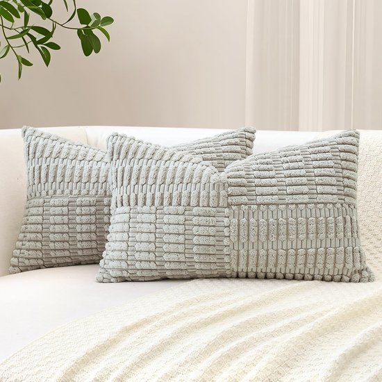 Unyqoos® Set van 2 decoratieve kussenslopen in corduroy met strepen voor huisstijl
