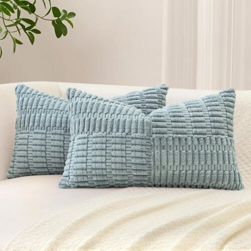 Unyqoos® Set van twee decoratieve corduroy kussenslopen met uniek gestreept patroon