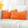 Unyqoos® Set van twee moderne corduroy kussenslopen in warme oranje tint voor elke kamer