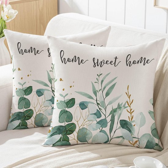 Unyqoos® Set van 2 decoratieve kussenslopen met botanisch bladpatroon voor buitengebruik