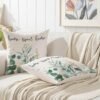 Unyqoos® Set van 2 decoratieve kussenslopen met botanisch bladpatroon voor buitengebruik