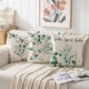 Unyqoos® Set van 2 decoratieve kussenslopen met botanisch bladpatroon voor buitengebruik