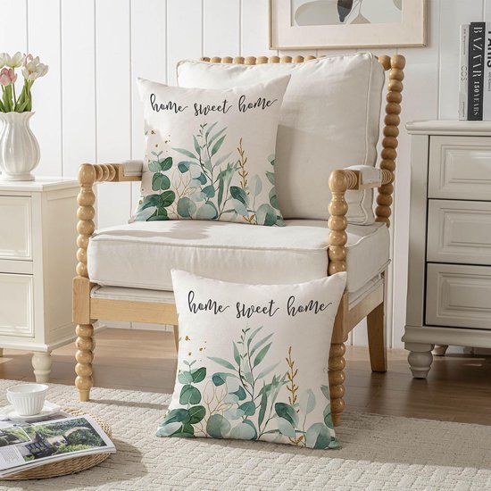 Unyqoos® Set van 2 decoratieve kussenslopen met botanisch bladpatroon voor buitengebruik