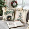 550x550-41567.jpg Unyqoos® Set van 4 grijze linnen kussenslopen met kerstmotieven voor sfeervolle decoratie