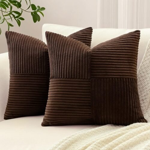 Unyqoos® Set van 2 zachte corduroy kussenslopen met gestreept patroon voor stijlvolle inrichting
