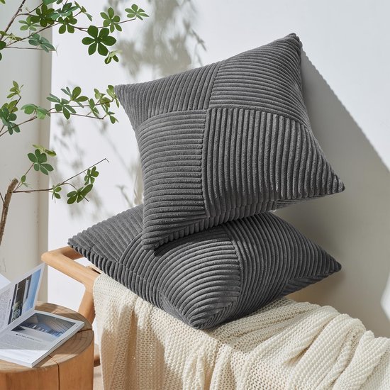 Unyqoos® Kussenslopen 30 x 30 cm, Donkergrijs, Set van 2, Modern Geometrisch Design