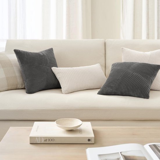 Unyqoos® Kussenslopen 30 x 30 cm, Donkergrijs, Set van 2, Modern Geometrisch Design