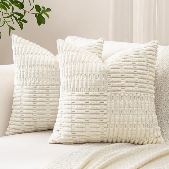 Unyqoos® Set van 2 decoratieve corduroy kussenhoezen met gestreept patroon voor diverse interieurs