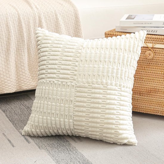 Unyqoos® Set van 2 decoratieve corduroy kussenhoezen met gestreept patroon voor diverse interieurs