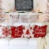 Unyqoos® Set van 4 linnen kussenslopen voor sfeervolle kerstdecoratie in huis