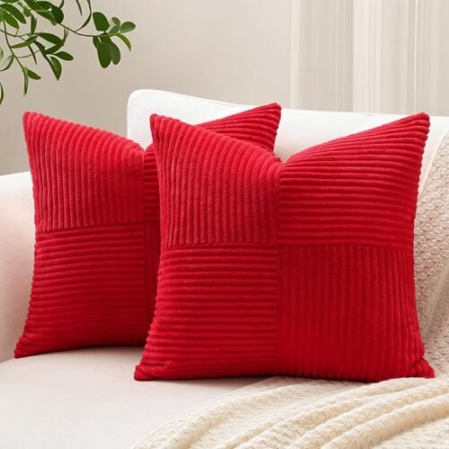 550x550-41666.jpg Unyqoos® Set van 2 decoratieve corduroy kussenslopen met elegante streeptextuur voor woonkamers, rood, 45x45 cm