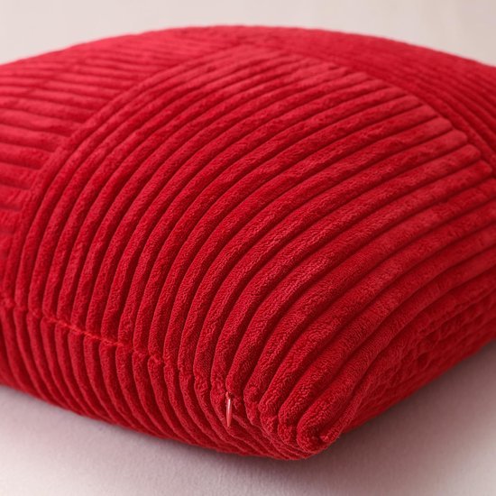 Unyqoos® Set van 2 decoratieve corduroy kussenslopen met elegante streeptextuur voor woonkamers, rood, 45x45 cm