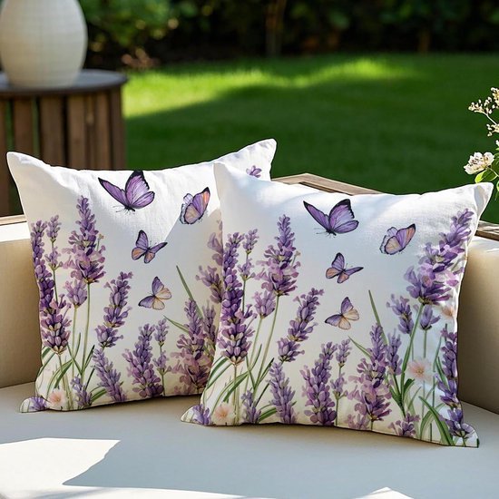 Unyqoos® Weerbestendige paarse sierkussens met bloemenpatroon voor buiten en binnen