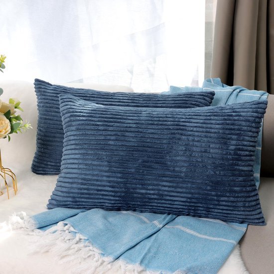 Unyqoos® Set van twee stijlvolle corduroy kussenslopen met verborgen ritssluiting