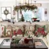 Unyqoos® Set van 4 linnen kussenslopen voor sfeervolle kerstdecoratie in huis