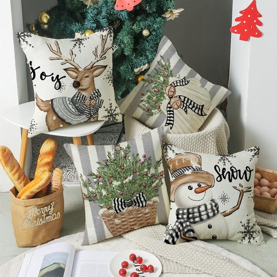 550x550-41793.jpg Unyqoos® Set van 4 Kerstkussenslopen met Omkeerbaar Patroon voor Feestelijke Sfeer