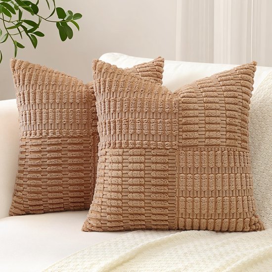 Unyqoos® Set van 2 decoratieve corduroy kussenslopen met gestreept patroon voor diverse interieurs