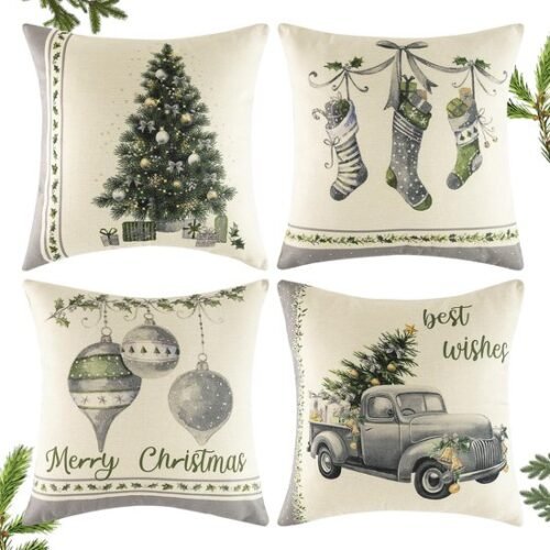 550x550-41861.jpg Unyqoos® Set van vier feestelijke kussenslopen met kerstmotieven voor sfeervolle decoratie
