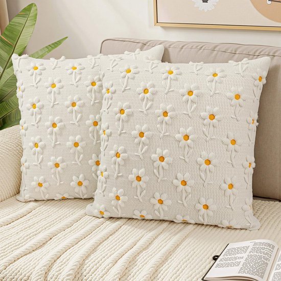 Unyqoos® Set van 2 sierlijke kussenslopen met bloemenpatroon en zachte fluwelen stof