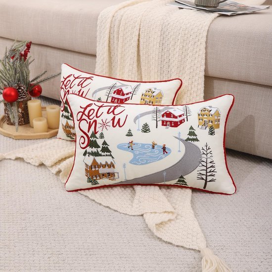550x550-41930.jpg Unyqoos® Set van 2 Winterse Kussenhoezen voor Sfeervolle Kerstdecoratie in Huis