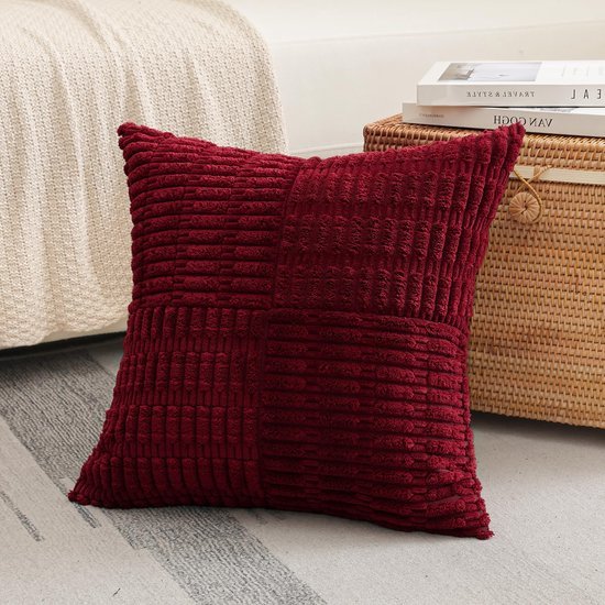 Unyqoos® Set van 2 decoratieve corduroy kussenhoezen met bohemian streepontwerp 50x50 cm