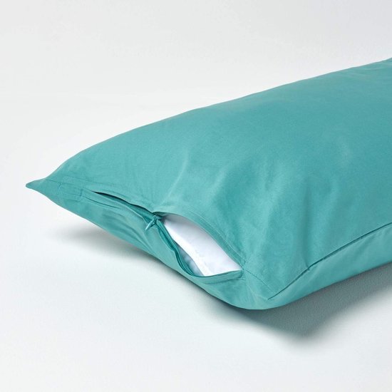 Unyqoos® Ademende kussensloop van Egyptisch katoen met ritssluiting in zeegroen