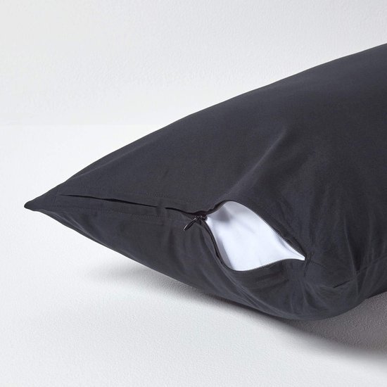 Unyqoos® Zwarte percal kussensloop van Egyptisch katoen met ritssluiting 40 x 80 cm