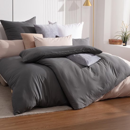 550x550-42029.jpg Unyqoos® Set van 2 antraciet kussenslopen voor zijslaapkussen met ritssluiting