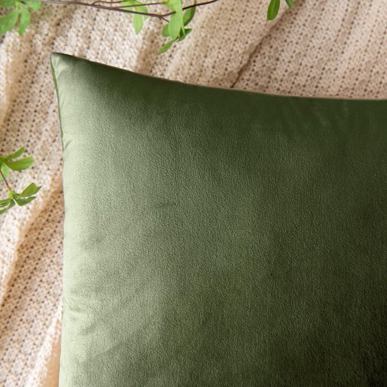 Unyqoos® Set van 2 zachte fluwelen kussenslopen in matchagroen voor een luxe uitstraling