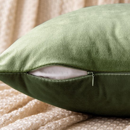 Unyqoos® Set van 2 zachte fluwelen kussenslopen in matchagroen voor een luxe uitstraling