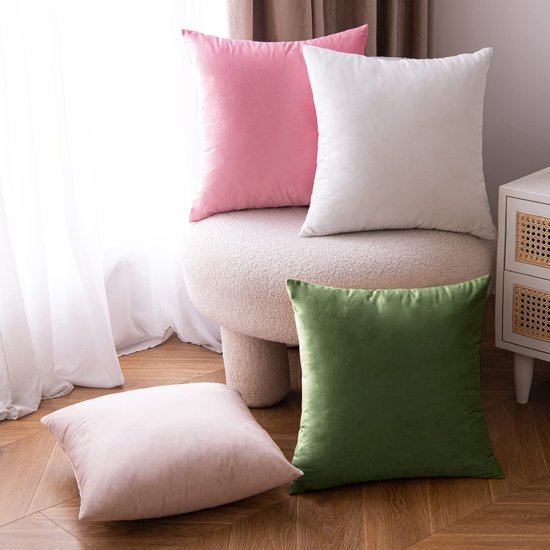 Unyqoos® Set van 2 zachte fluwelen kussenslopen in matchagroen voor een luxe uitstraling