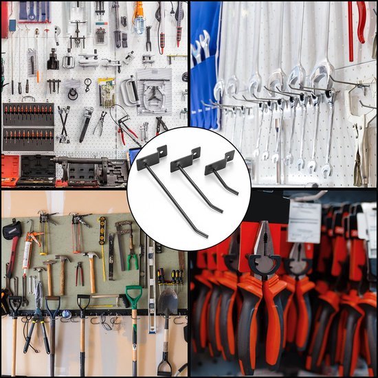 Unyqoos ® Grote Set Multifunctionele Haken voor Gatenwand en Gereedschapsopslag in Werkplaats
