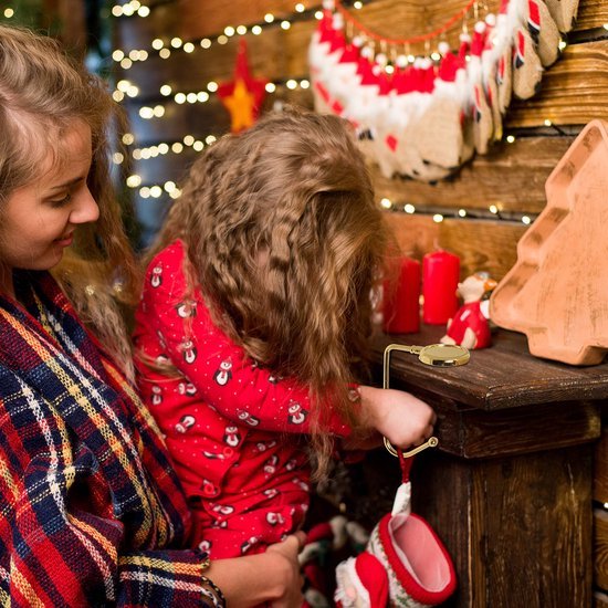 Unyqoos ® Feestelijke Kousenhouders voor Open Haard - Set van 4 Stuks met Antislip Haken