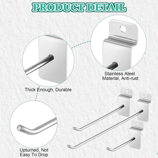 Unyqoos ® Praktische Set van 24 Stuks Metalen Gereedschapshaken voor Lamellenwand - Verschillende Maten