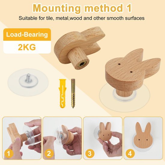 Unyqoos® Kinderkapstok Haken – Set van 8 – Cartoon Design – Zelfklevend & Spijkerbaar – Massief Hout – Wandhaken voor Kleding, Accessoires & Decor – Kindvriendelijk & Decoratief