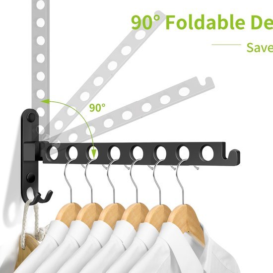 Unyqoos ® Kledinghanger met Inklapbare Wandbeugel voor Optimale Ruimtebesparing en Organisatie