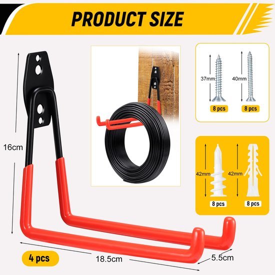 Unyqoos ® Stijlvolle en Robuuste Wandhaken voor Zware Lasten in Garage en Tuin