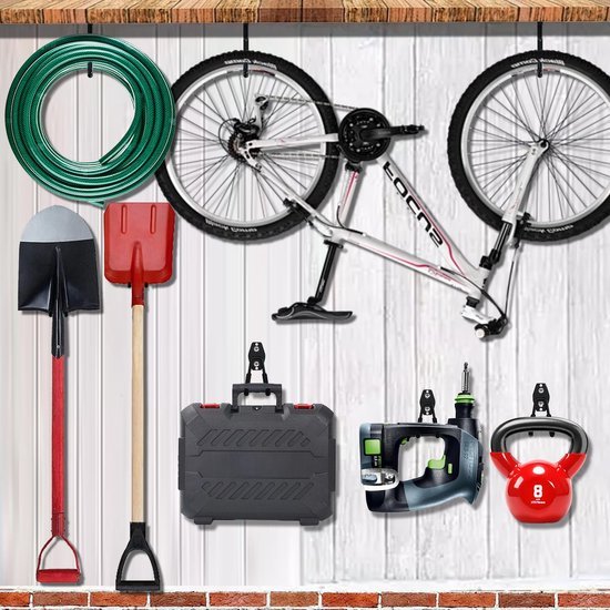 Unyqoos ® Robuuste Muurhaken Set voor Efficiënte Opslag van Tuin- en Garagegereedschap