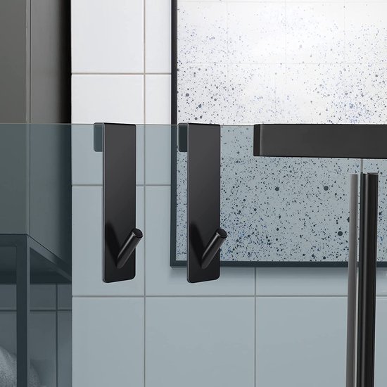 Unyqoos ® Innovatieve Roestvrij Stalen Douchehaken Set van 4 met Bescherming voor Douchewand en Badkamer