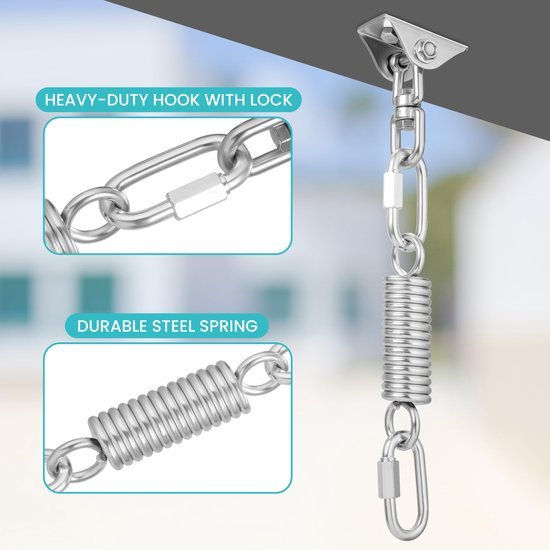 Unyqoos ® Heavy-Duty Plafondbevestigingsset voor Hangmatten en Schommels tot 450 kg Capaciteit