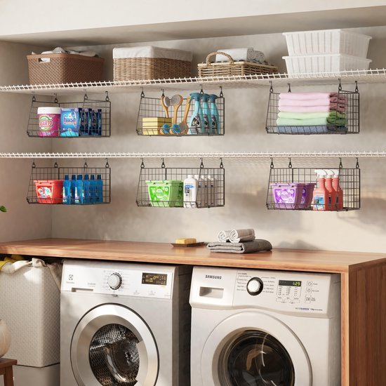 Unyqoos® Innovatieve 3-in-1 Opvouwbare Waskorven Set met 360° Draaibare Haken voor Efficiënte Opbergruimte