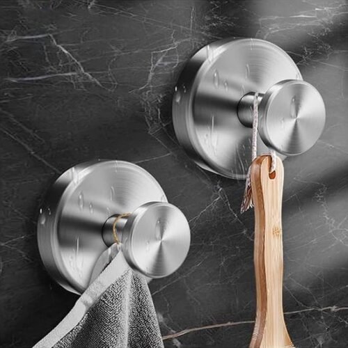 Unyqoos® Set van 2 roestvrijstalen zuignaphaken voor badkamer en keuken