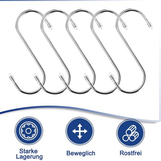 550x550-42254.jpg Unyqoos® Set van 50 stevige S-vormige roestvrijstalen haken voor veelzijdig gebruik