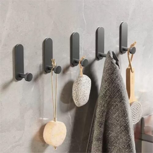 550x550-42287.jpg Unyqoos® Set van 4 Waterbestendige Kleefhaken voor Handdoeken, Hoeden, Sleutels en Tassen aan Deur in Grijs